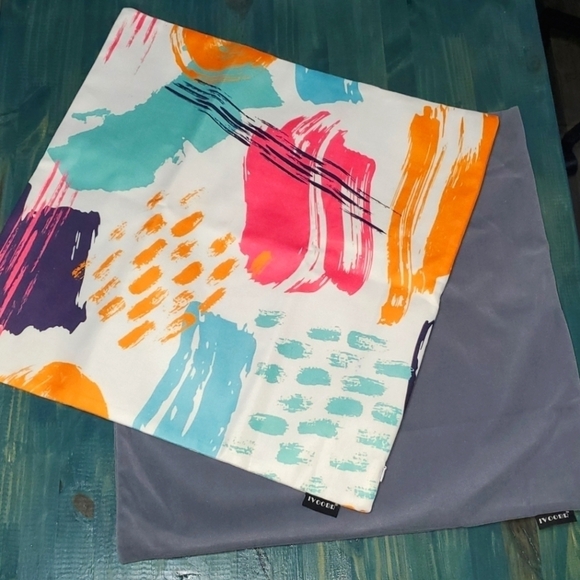 New Set of Accent Pillow Covers Paint Splatters & Gray - Picture 1 of 10
